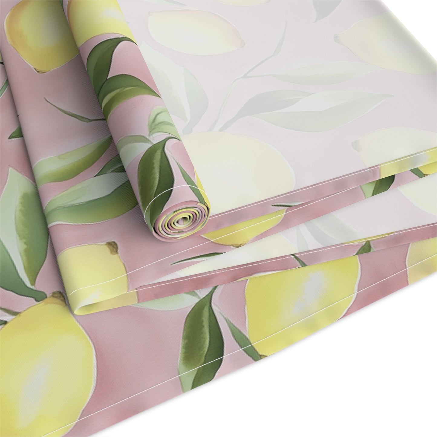 Table Runner - Ripe Lemons On Pink Watercolor