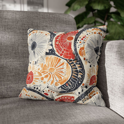 Square Pillow Cover - Boho Mandala Abstract