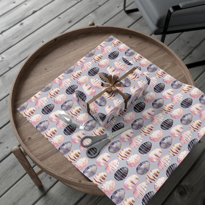 Wrapping Paper - Elegant Sophisticated Easter Eggs in Charcoal, Pink and Black for Spring Celebrations