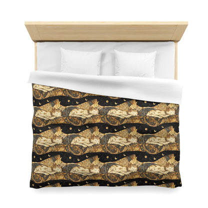 Duvet Cover – Persian Dreams and a Cat Under the Night Sky