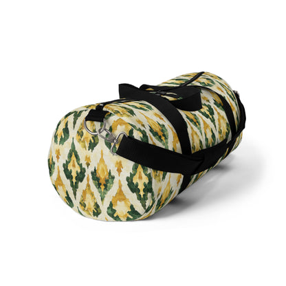 Duffel Bag - Gold And Green Ikat Teardrop Design Overnighter