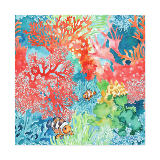 Canvas Art - Colorful Coral Reef Clown Fish