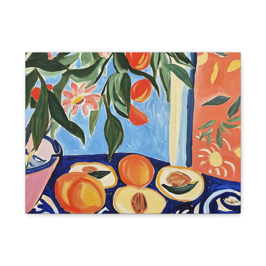 Canvas Art - Flowers And Peaches Still Life