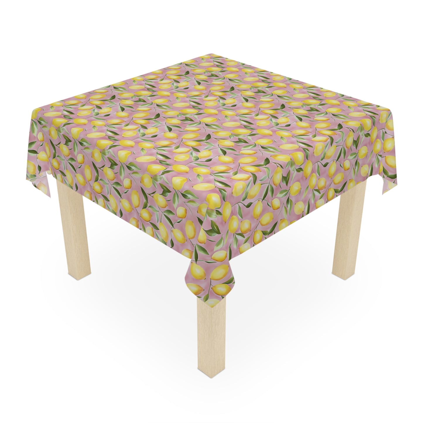 Square Tablecloth - Ripe Lemons On Pink