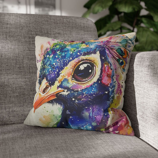 Print Pillowcase - Baby Peacock In Colorful Watercolors