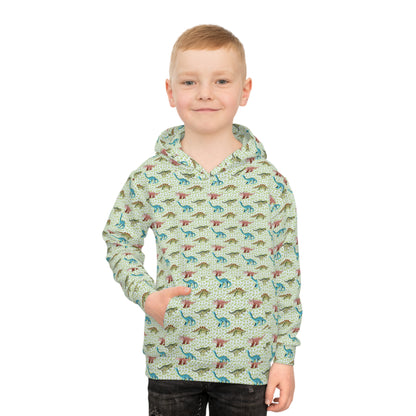 Children's Hoodie - Watercolor Dinosaurs In Blue And Green