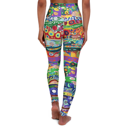 Yoga Leggings - High Waisted Colorful Mardi Gras Stripes