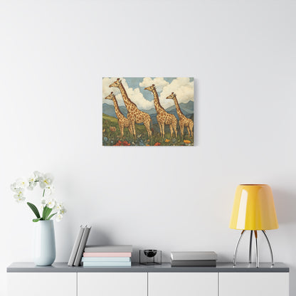 Canvas Art – Whimsical Tower Of Giraffes Wall Art