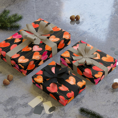 Seasonal Gift Paper - Valentine Hearts And Balloons Wrapping Paper Roll