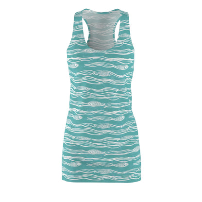 Women's Dress - Coastal Waves And Fish Summer Vibes