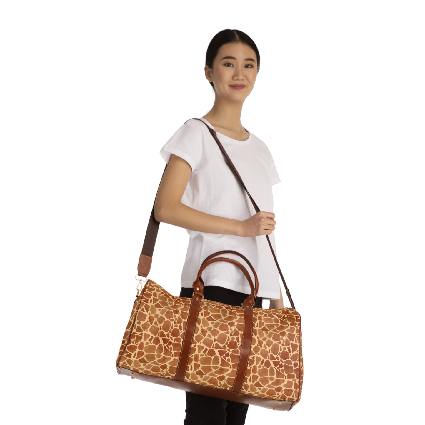 Duffle Bag - Giraffe Print Duffle Bag in Orange and Tan Hues