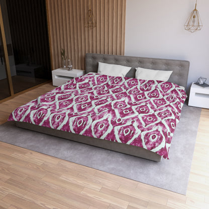 Duvet Cover -  Maroon and White Microfiber Indonesian Ikat
