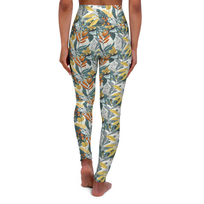 Yoga Leggings - Vibrant Tropical Floral Print for Active Lifestyle