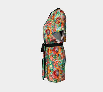 Ocean Sea Anemones And Angel Fish Short Kimono