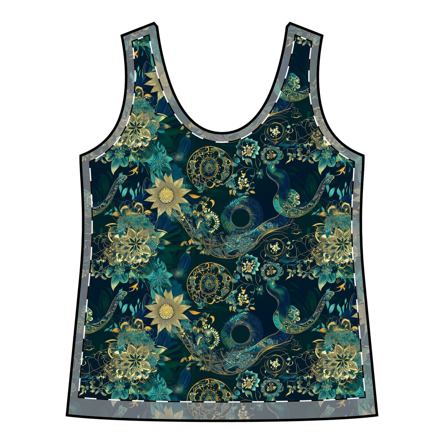 Sporty Racerback Tank - Mandalas Year Of The Snake Athleisure Wear