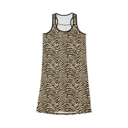 Women's Racerback Dress - Tendy Zebra Print In Tan And Black
