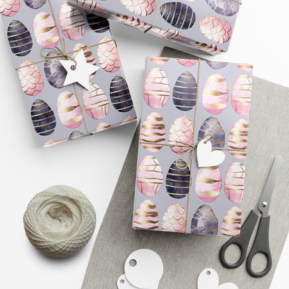 Wrapping Paper - Elegant Sophisticated Easter Eggs in Charcoal, Pink and Black for Spring Celebrations