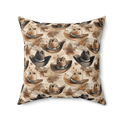 Square Pillow - Country Western Rustic Cowboy Hats Pillow Cover