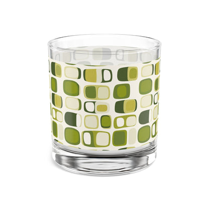 Glassware - On The Rocks 10oz Mid Century Modern Green Geometric