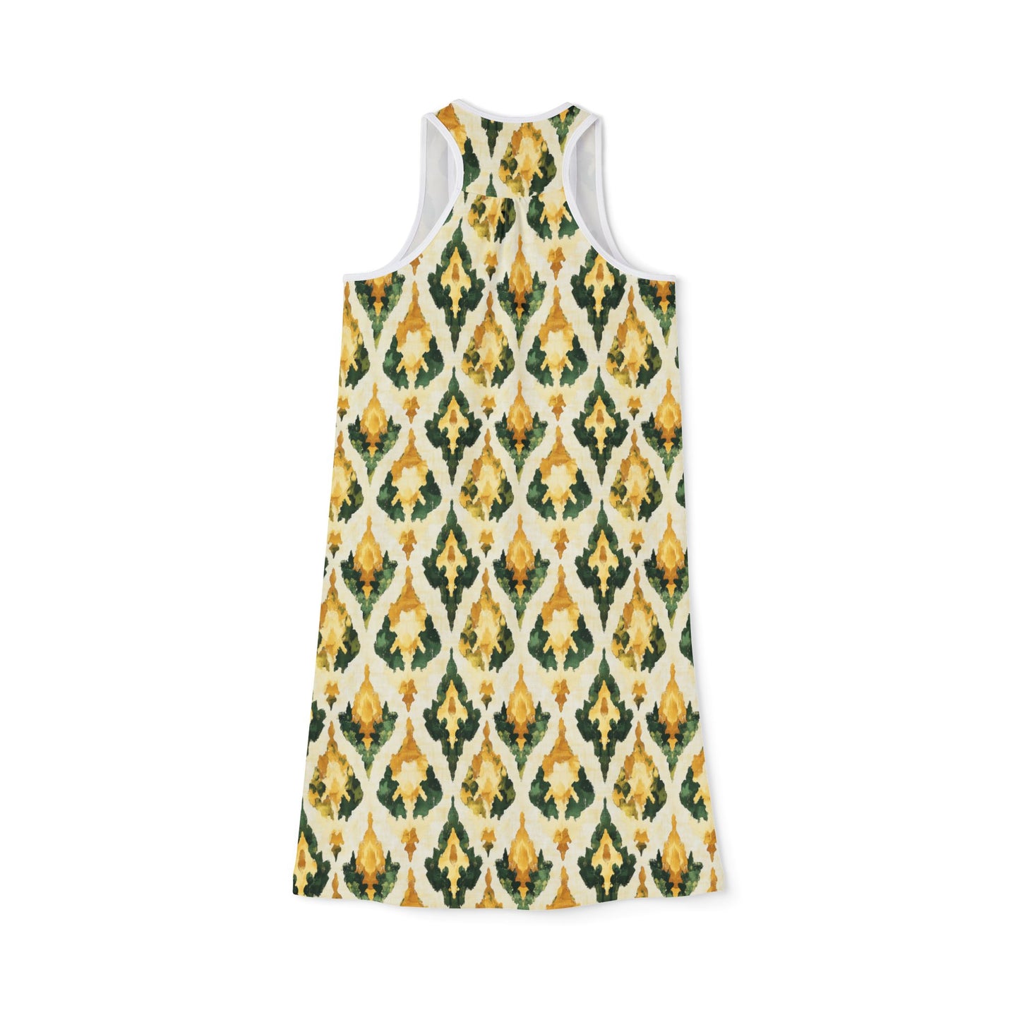 Women's Racerback Dress - Ikat in Gold, Green and Ivory Beach Coverup or Summer Dress