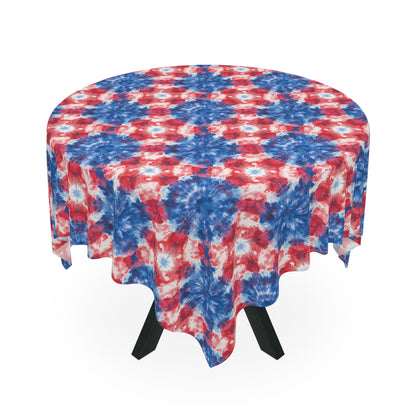 Square Tablecloth - Patriotic Tie-Dye Festive Decor for Holidays