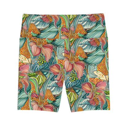 Athletic Shorts - Tropical Irises and Animal Print