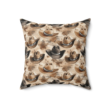 Square Pillow - Country Western Rustic Cowboy Hats Pillow Cover
