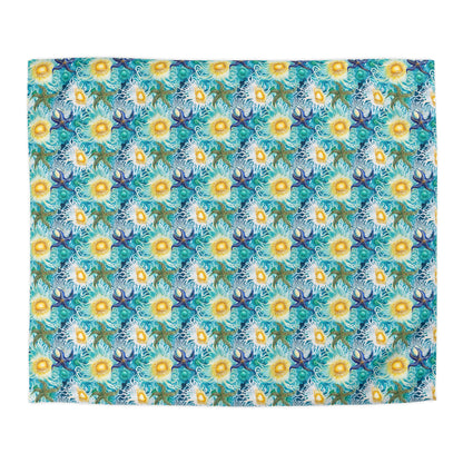 Duvet Cover - Coastal Watercolor Sea Anemones And Starfish