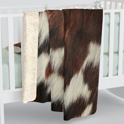 Sherpa Fleece Blanket - Cow Hide Animal Skin Fur