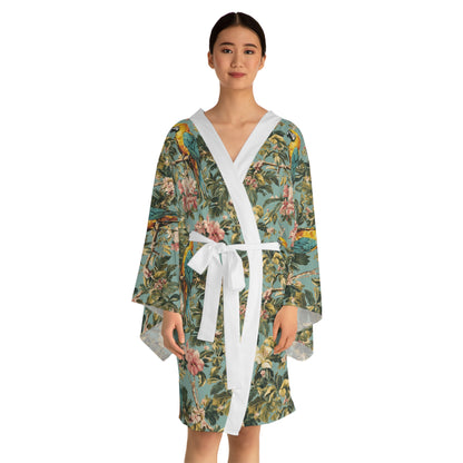 Kimono Robe - Tropical Parrot Long Sleeve Print