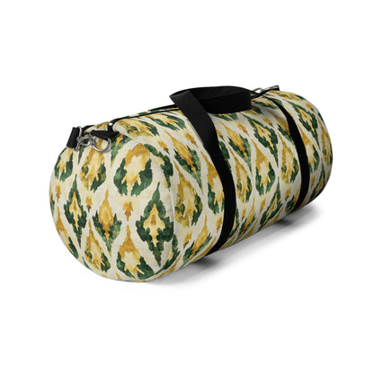 Duffel Bag - Gold And Green Ikat Teardrop Design Overnighter
