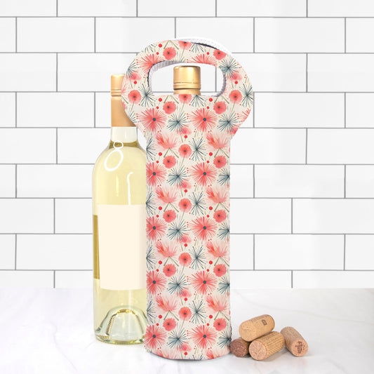 Wine Tote - Mid Century Modern Red Starburst